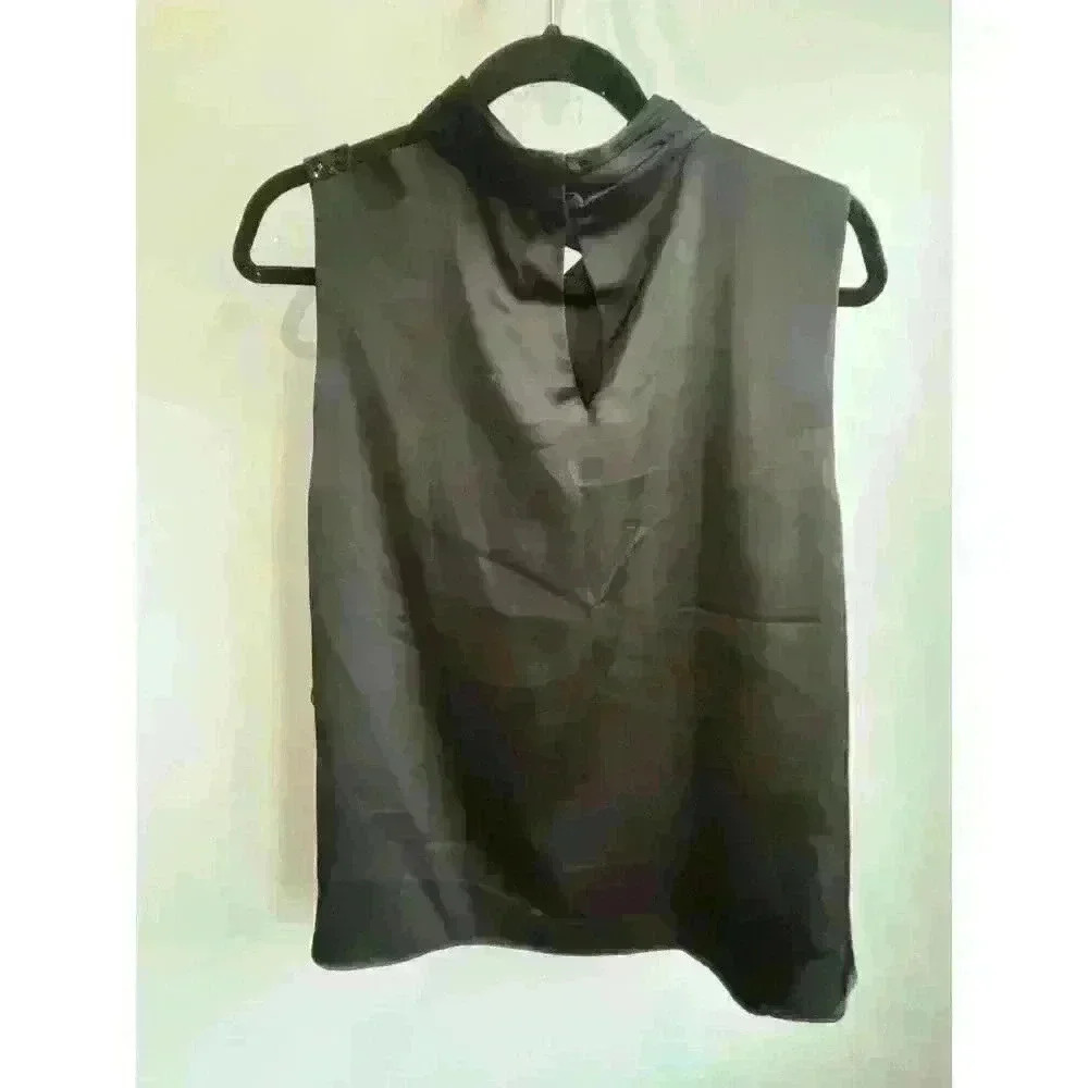 Halogen Cutout Sequin Strap Black Satin Top Size XL NWT - Picture 5 of 7